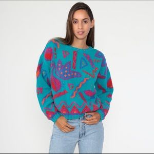 Crazy VINTAGE 80’s 90’s Geometric Neon Sweater